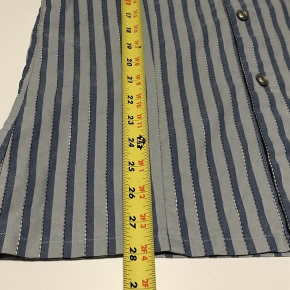 ANN BOOTH Custom Made Men’s Blue Striped Long Sleeved Button Up Shirt Small - Picture 10 of 11